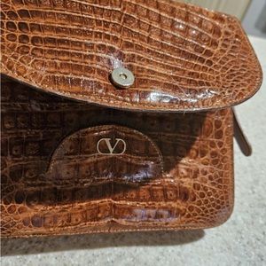 VALENTINO-CROCODILE LEATHER PURSE